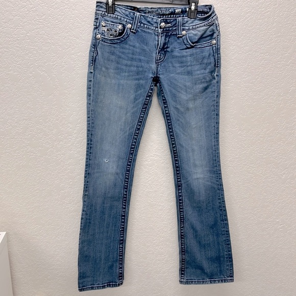 Miss Me Low Rise Bling Pocket Boot Cut Jeans 28 Y2K - Picture 3 of 7